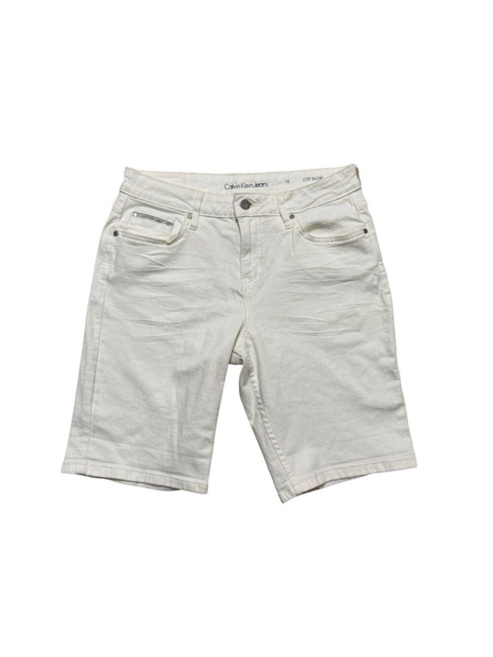 Calvin Klein White City Shorts Size 10 Stretch Cotton Summer Casual